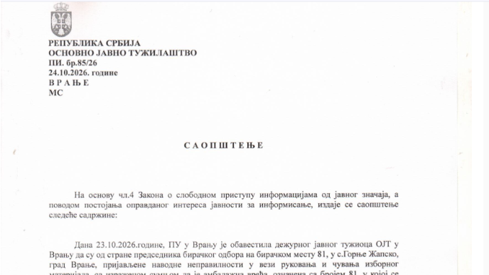 Otvaranje vreće uz članove GIK